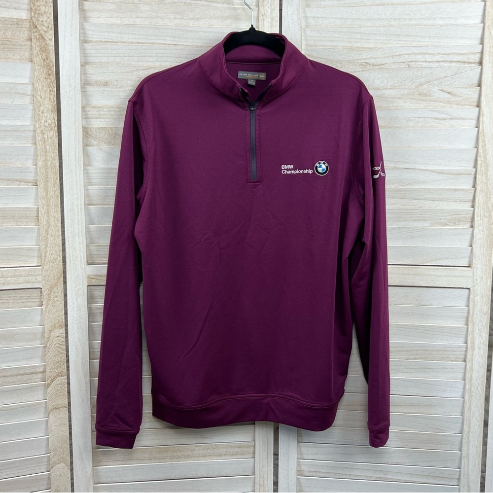 Peter Millar Maroon Quarter-Zip Sweatshirt